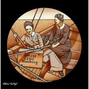 The Howth gunrunning: Molly Childers and Mary Spring-Rice aboard the Asgard.